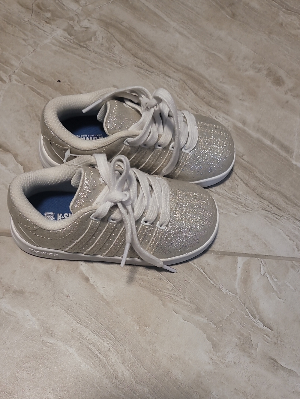 K-Swiss Kids Silver Glitter Lace-Up Sneakers